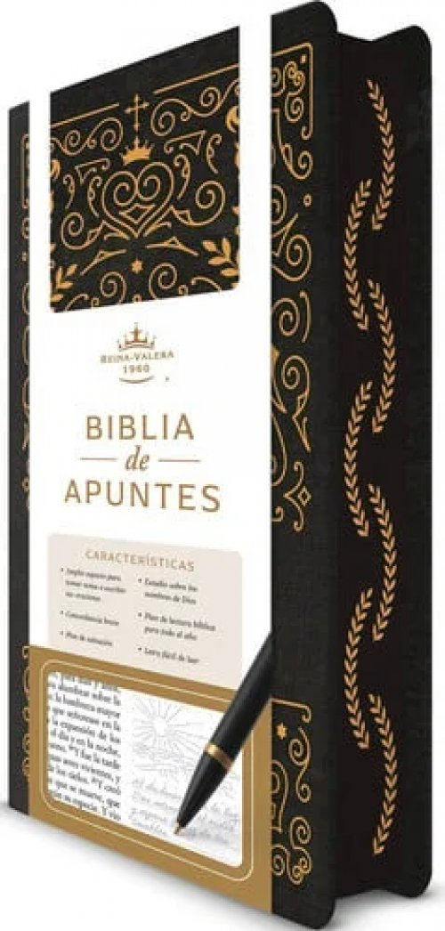 Biblia de Apuntes RVR 1960 TD, Negro y Oro (Edición Cantos Pintados) / Spanish Journaling Bible RVR 1960 HC Black and Gold