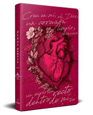 BIBLIA REINA VALERA 1960 LETRA GRANDE, TAPA DURA, TAMAÑO MANUAL CORAZÓN (ROSADA)