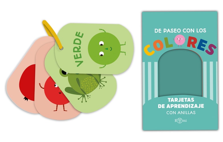 Éccomi Tarjetas de Aprendizaje de Colores para Bebés, 12 Unidades con Anillas, Cartón Grueso, Estimulación Visual y Vocabulario, Juego Educativo para Bebés