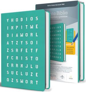 BIBLIA RVR 1960 PARA REGALOS Y PREMIOS, AGUAMARINA CON SOPA DE LETRAS